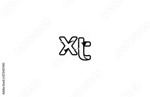 Initial XT Letter Stylish Concept Black Linear Logotype