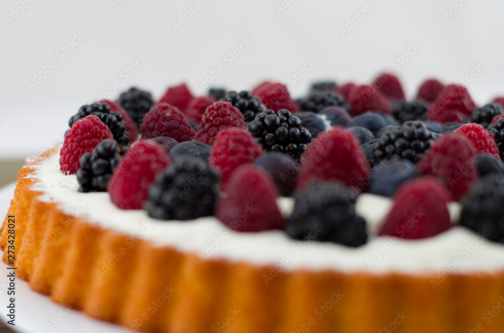 Dessert with fruits and mascarpone, fresh fruits, raspberries, blackberries and blueberries. Summer or spring light dessert in Italian style. Dessert with fruits and mascarpone, fresh fruits, raspberries, blackberries and blueberries. Summer or spring light dessert in Italian style.