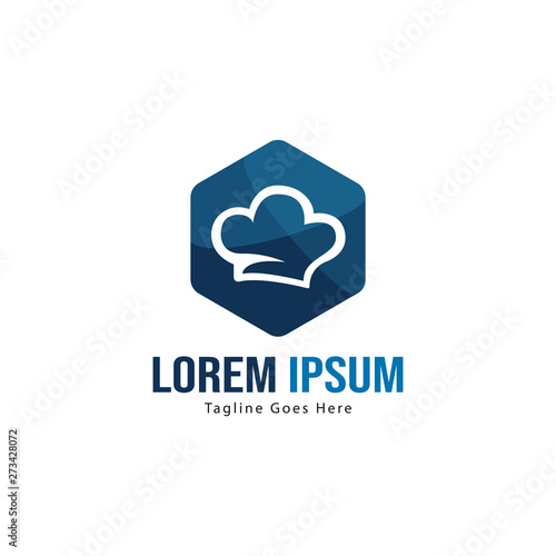 Chef logo template design with frame. minimalist chef logo vector illustration