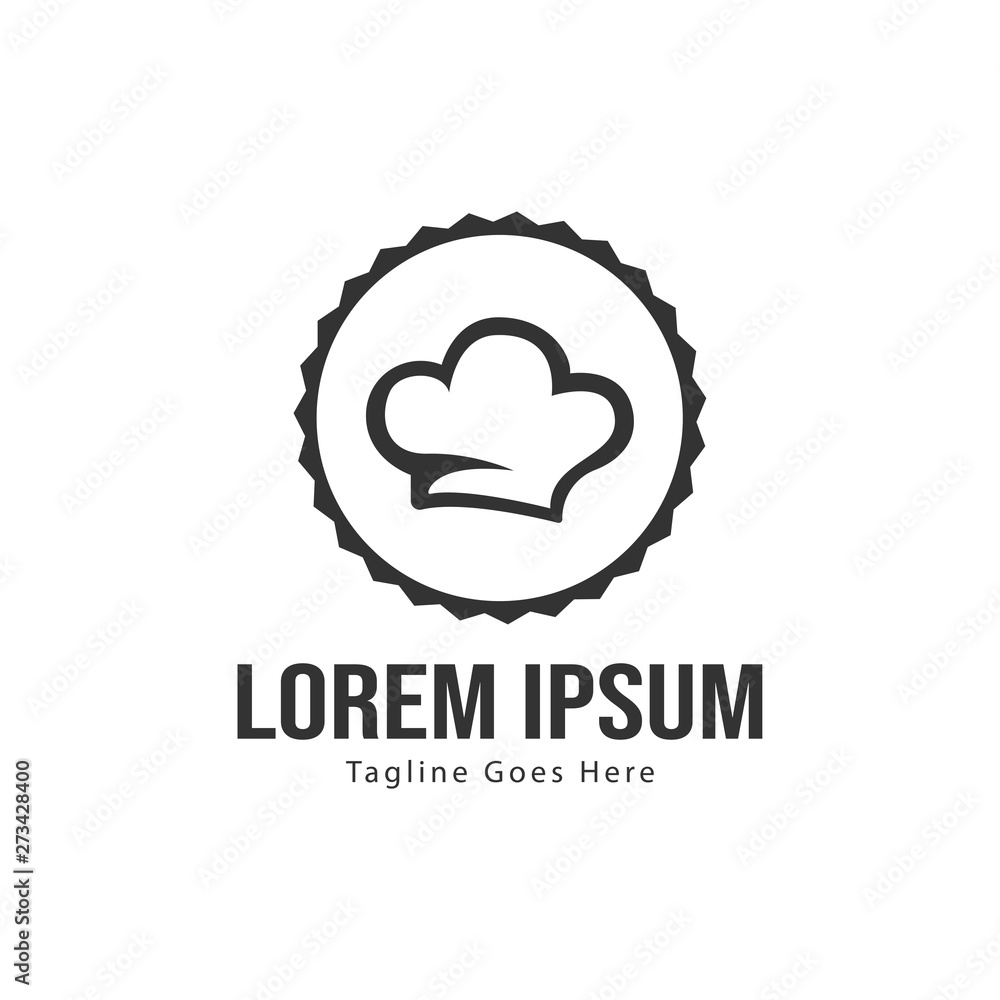 Chef logo template design with frame. minimalist chef logo vector illustration Chef logo template design with frame. minimalist chef logo vector illustration