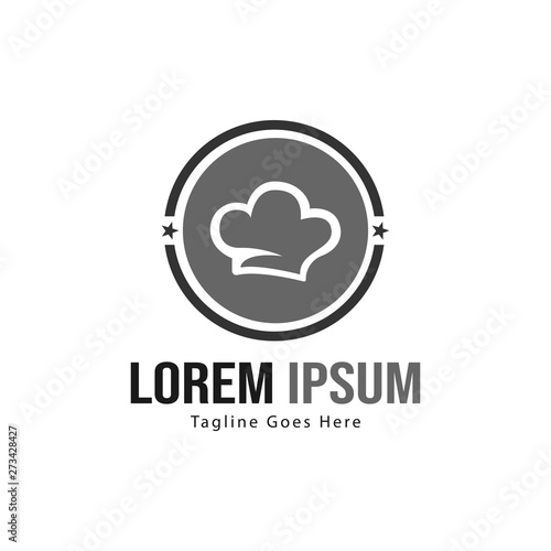 Chef logo template design with frame. minimalist chef logo vector illustration