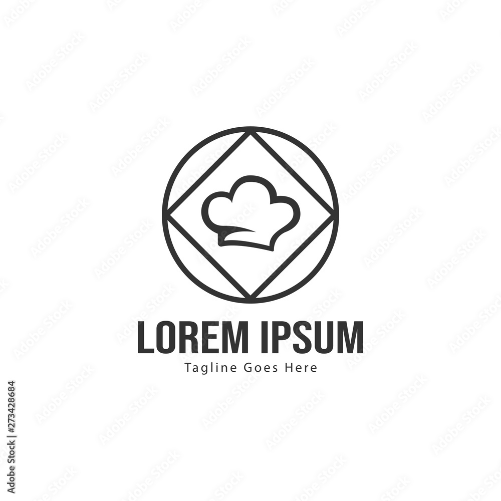 Chef logo template design with frame. minimalist chef logo vector illustration Chef logo template design with frame. minimalist chef logo vector illustration
