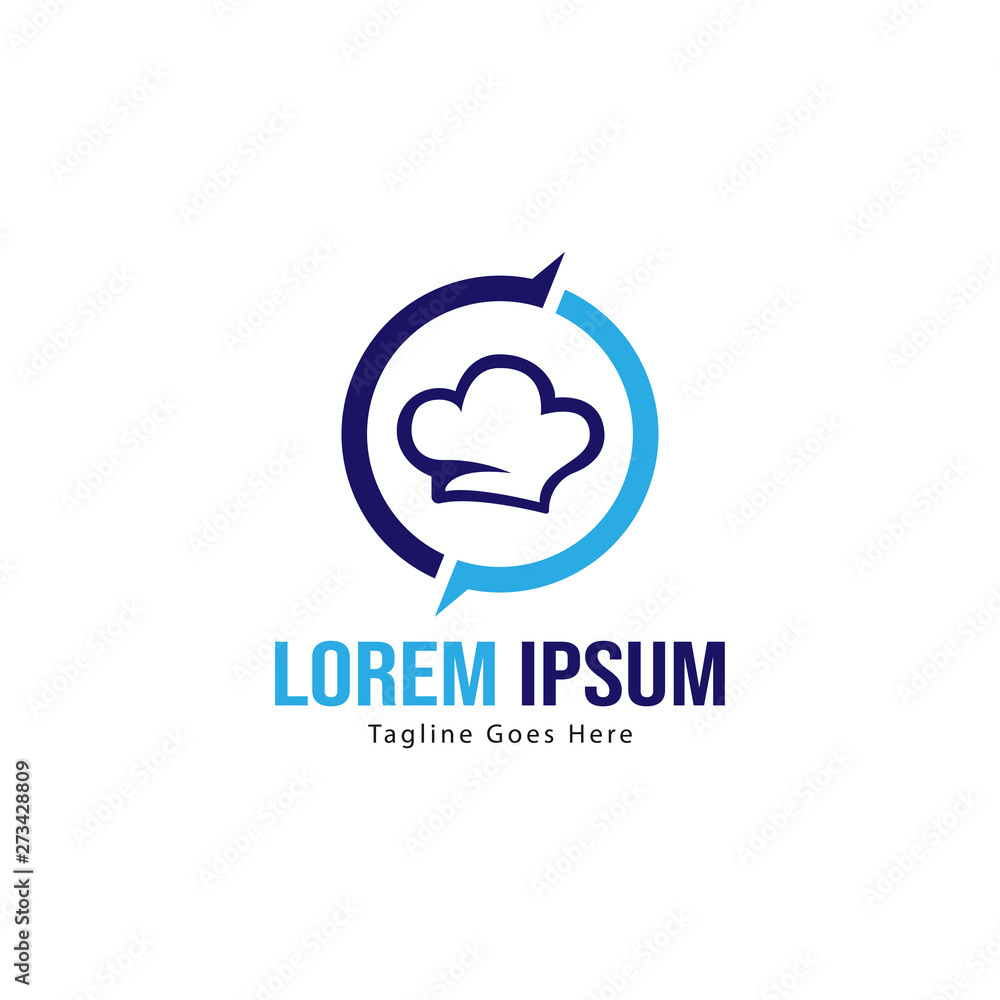 Chef logo template design with frame. minimalist chef logo vector illustration Chef logo template design with frame. minimalist chef logo vector illustration