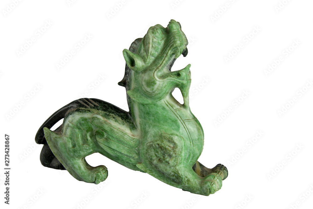 Fototapeta premium Jade Pixiu is Chinese lucky animal of china on white background