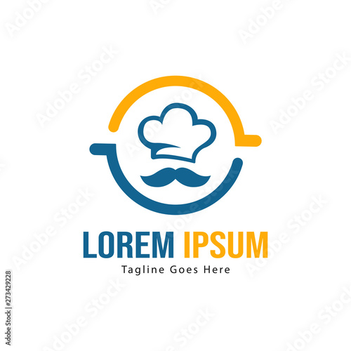 Chef logo template design with frame. minimalist Chef logo vector illustration