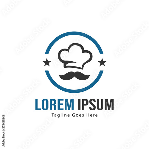 Chef logo template design with frame. minimalist Chef logo vector illustration