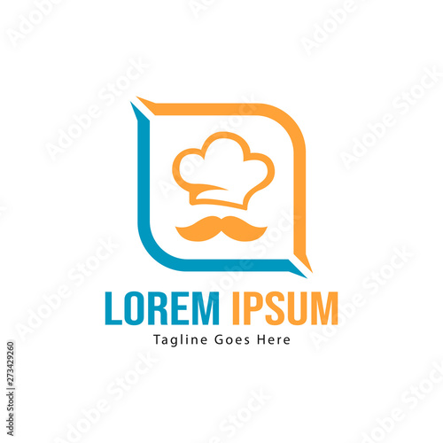 Chef logo template design with frame. minimalist Chef logo vector illustration