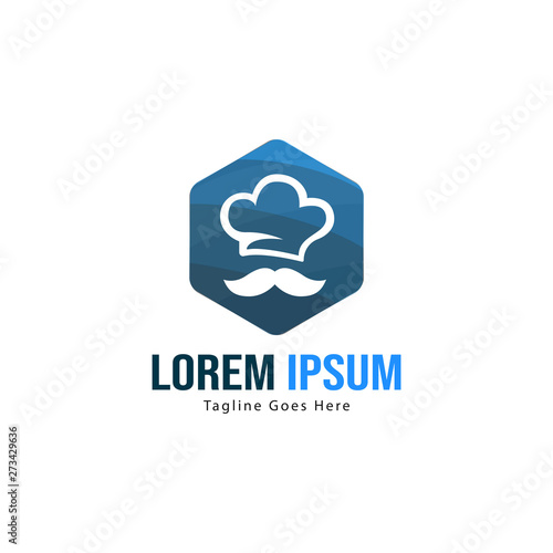 Chef logo template design with frame. minimalist Chef logo vector illustration