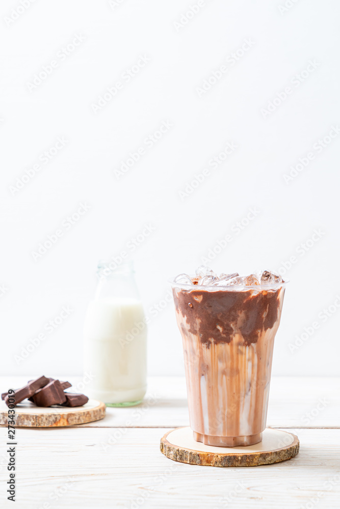 Iced chocolate milkshake drink