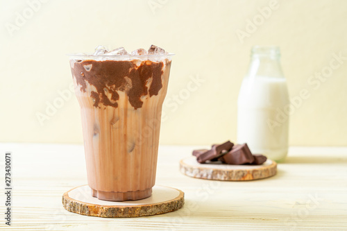 Iced chocolate milkshake drink