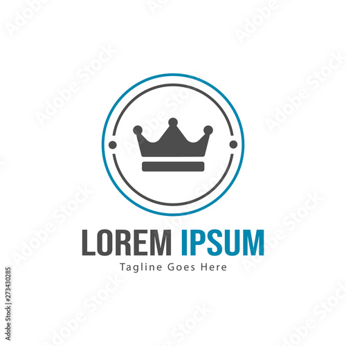 Crown logo template design with frame. minimalist crown logo vector illustration