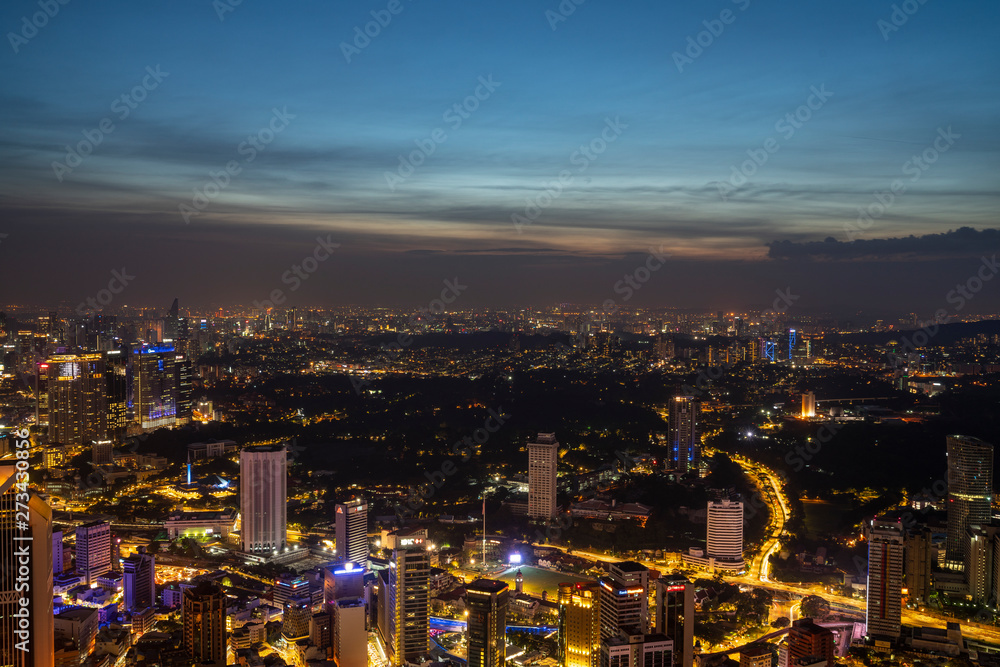 A panorama of Kuala Lumpur at sunset