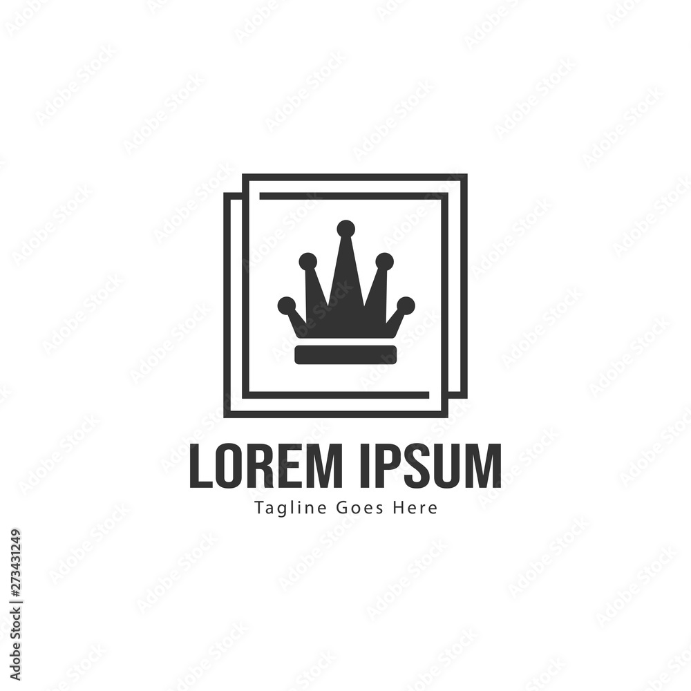 Crown logo template design with frame. minimalist crown logo vector illustration Crown logo template design with frame. minimalist crown logo vector illustration