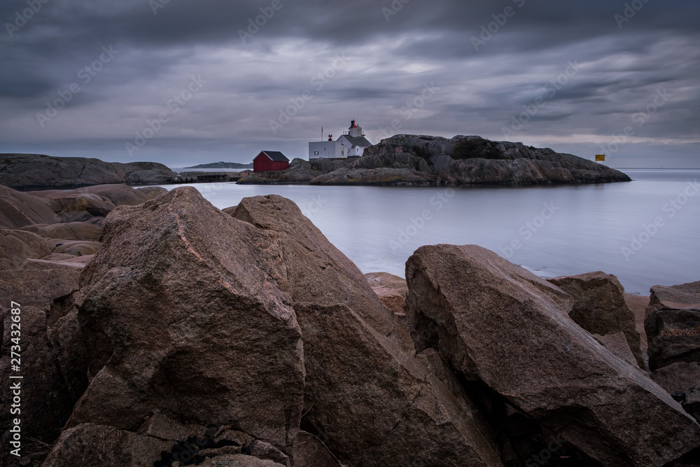 Homlungen Lighthouse after rain Hvaler Norway