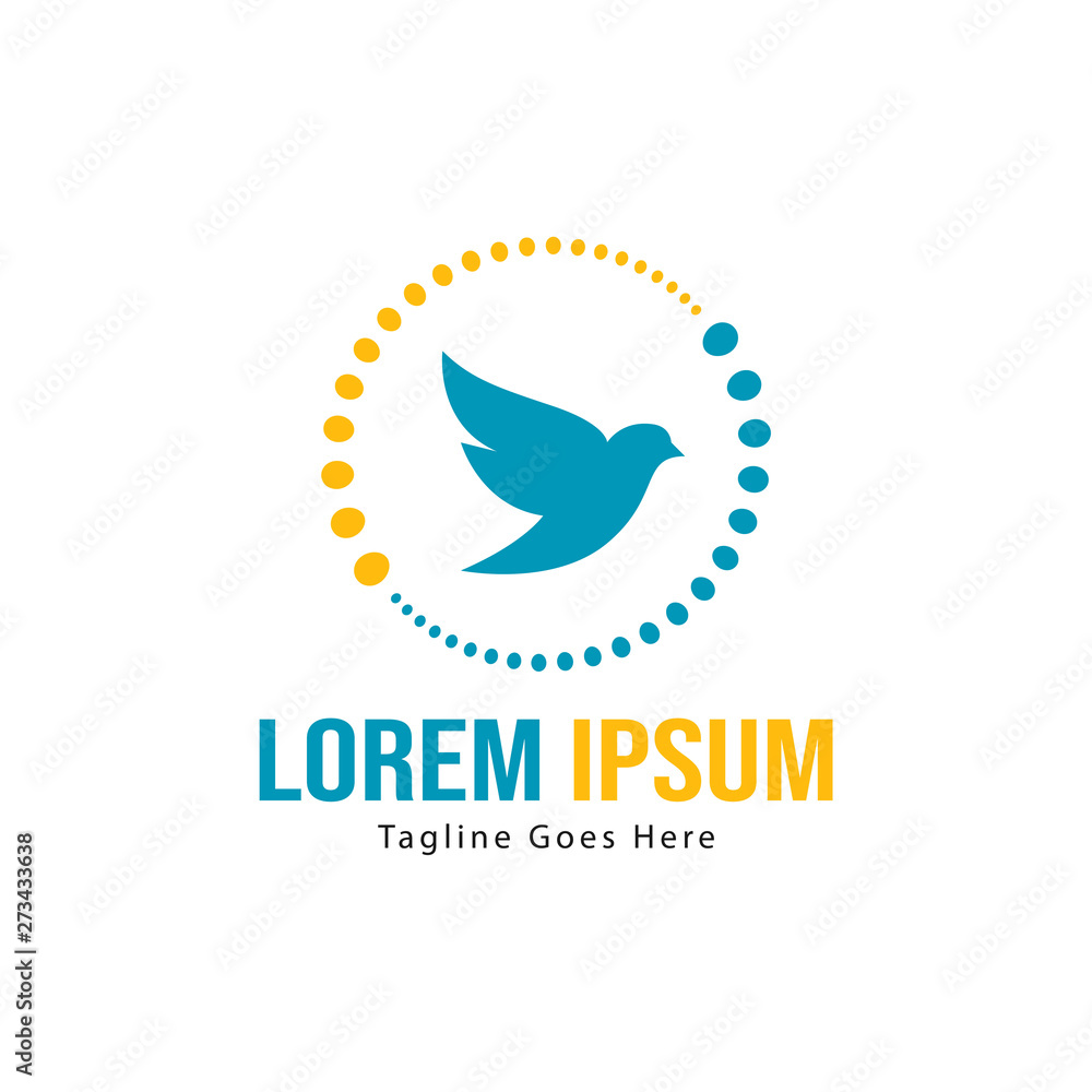 Fototapeta premium Dove logo template design with frame. minimalist dove logo vector illustration
