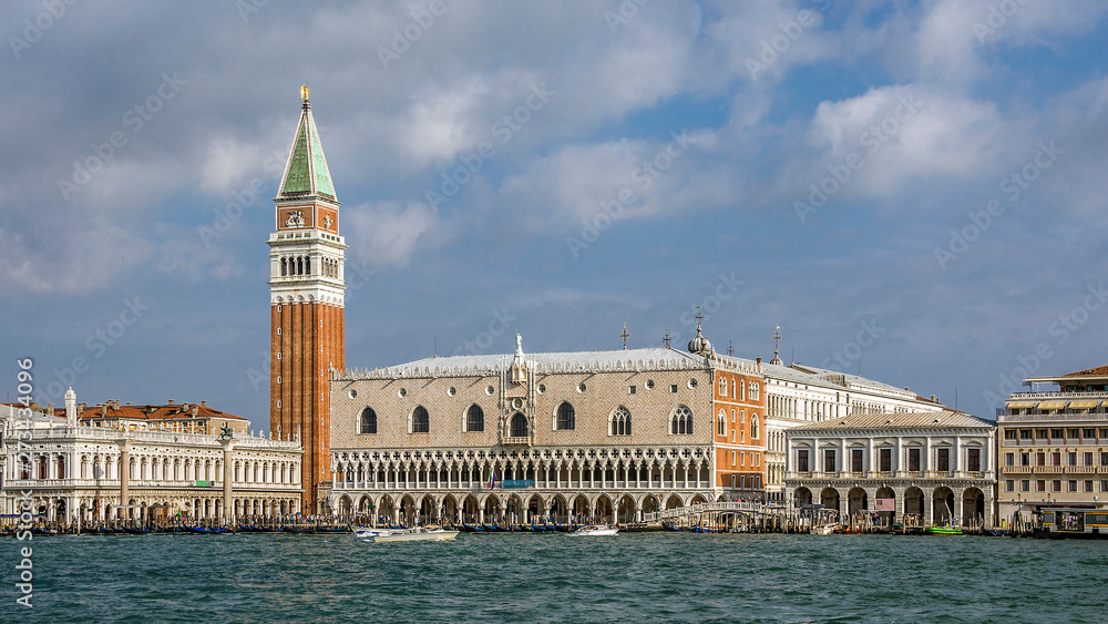 Italy, Venice. The Doge's Palace is a great monument of Italian Gothic architecture, one of the main attractions of the city. Located on St. Mark's Square next to the eponymous cathedral.