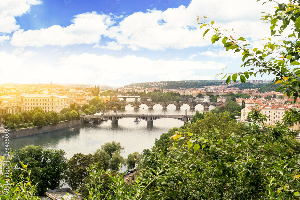 Naklejka premium The Bridges View in Prague in Czech Republic in a great mood