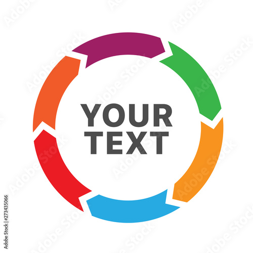 Cycle process diagram. Cycle circle icon. Circular arrows wheel vector illustration. Six arrows chart wheel with the inscription your text. 6 step arrows cycle diagram isolated on white background