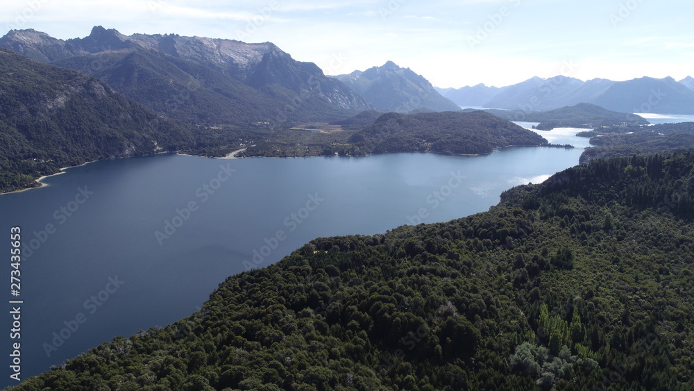  Aerial view of bariloche with its forests and lakes