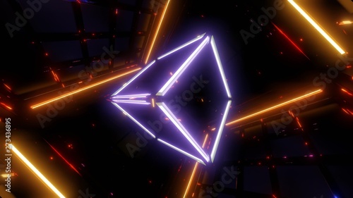 wireframe cube background with orangelights in background