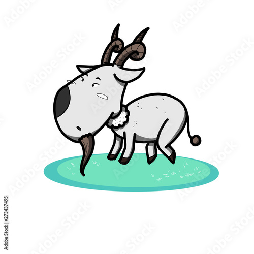 goat of zodiac freehand sketch on white background
