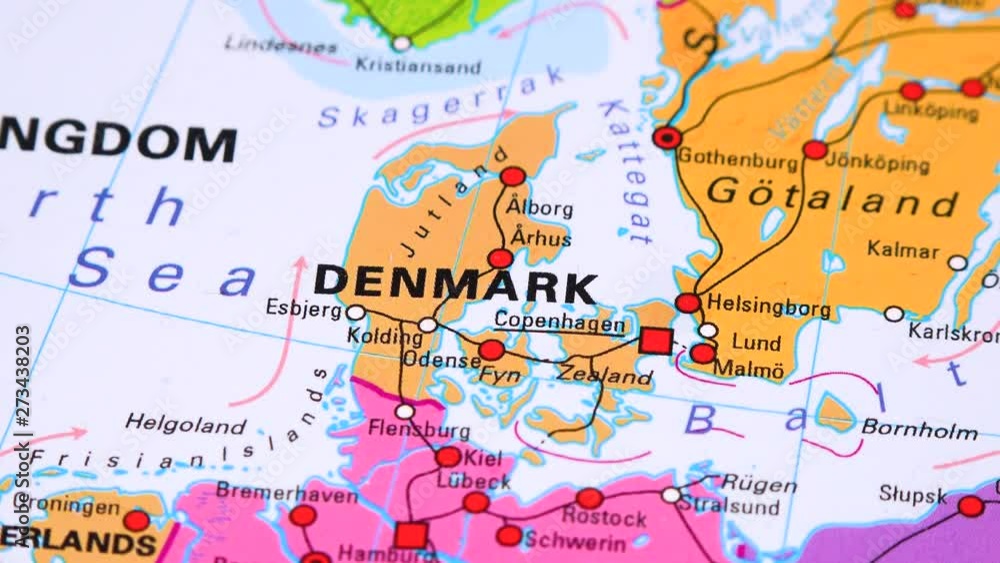 Denmark on a political map - closeup Denmark on a political map - closeup
