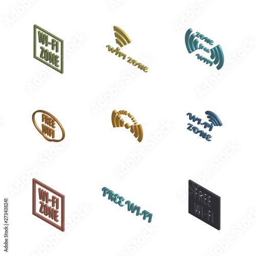 Set of 3D wireless icons, vector illustration.