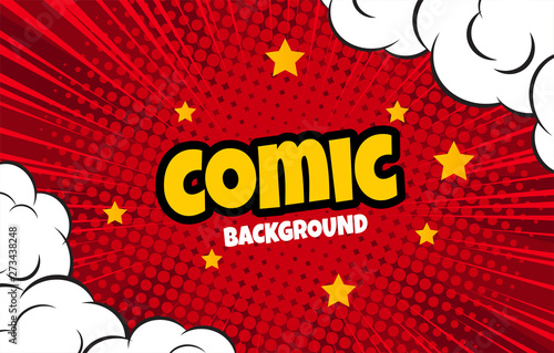 Red comic halftone background vector