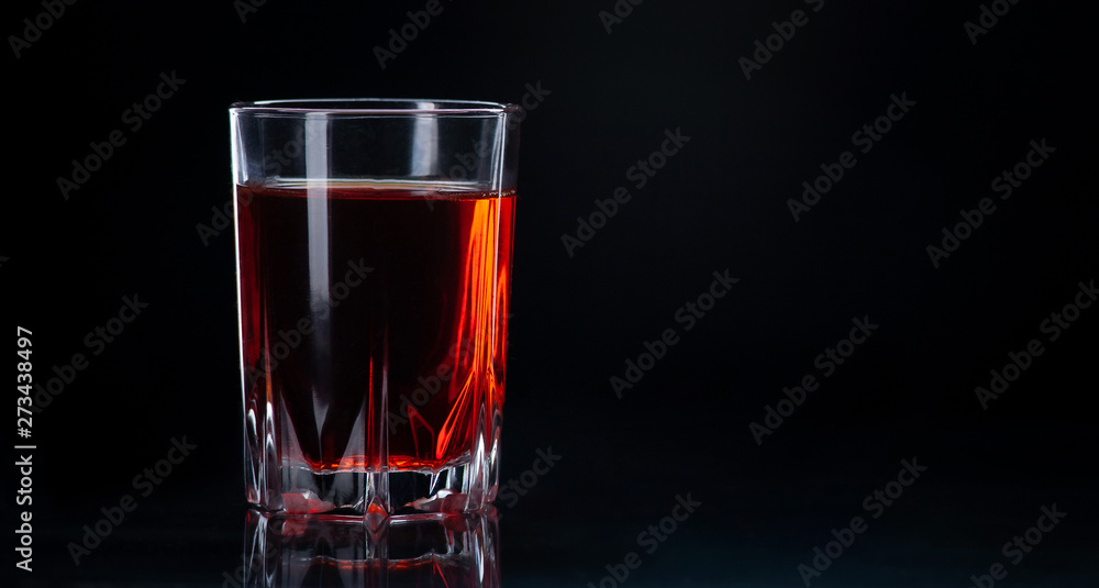 Summer cocktail on isolated black background