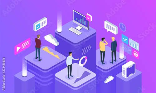 Concept of digital technology. Isometric vector illustration.
