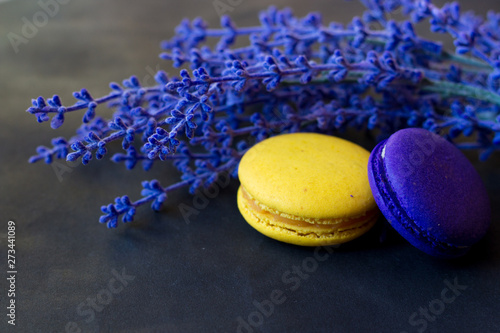 macaroons with a sprig of lavender