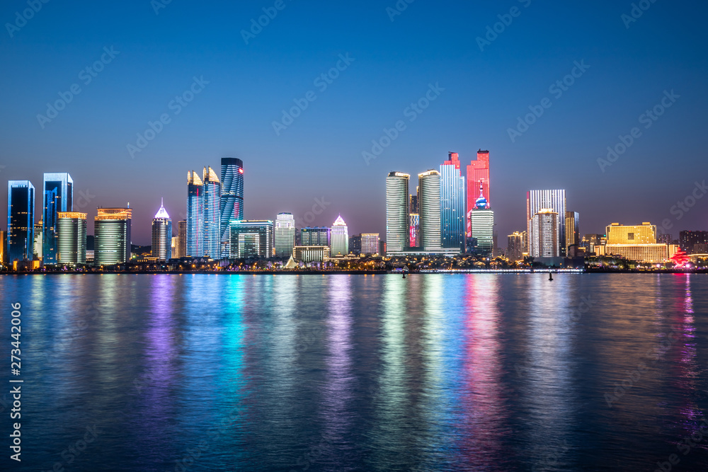 Qingdao city night view of China