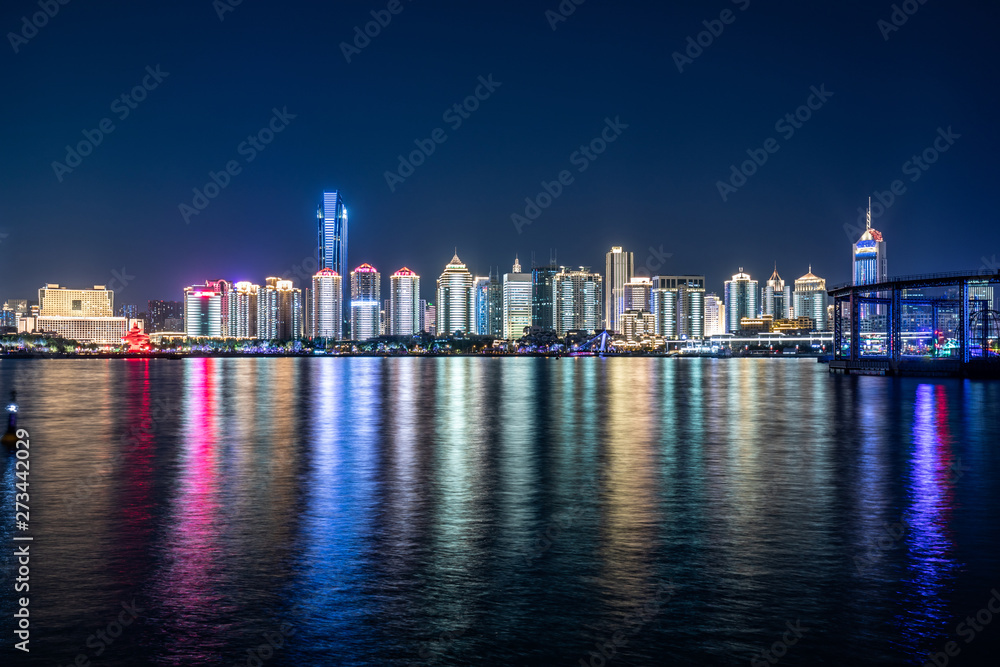 Fototapeta premium Qingdao city night view of China