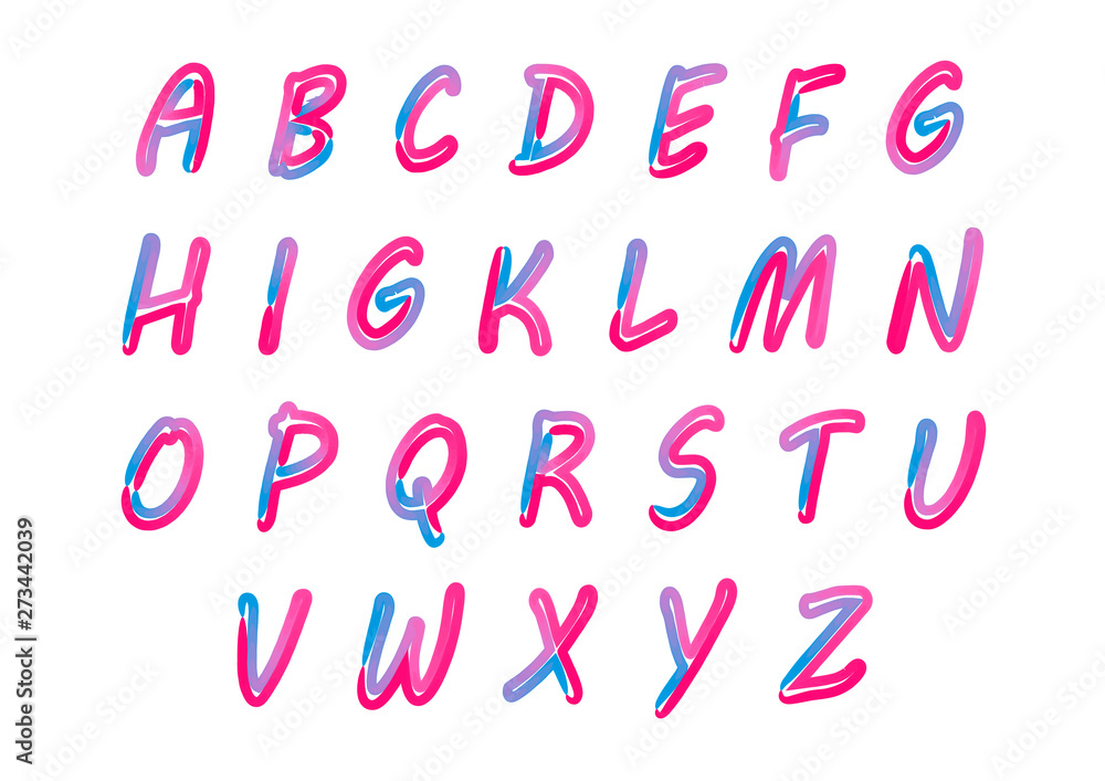 Alphabet with letters from A to Z. ABC art alphabet illustration. Retro neon effect. Alphabet with letters from A to Z. ABC art alphabet illustration. Retro neon effect.
