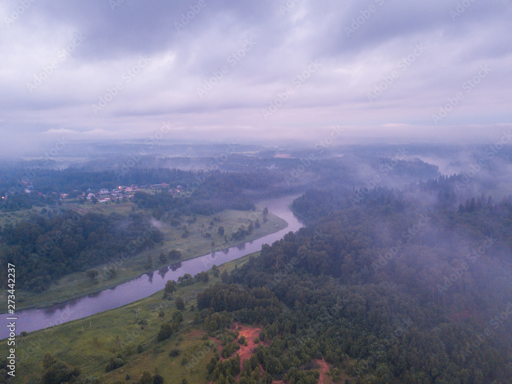 Obraz premium Aerial view of Ruza river.
