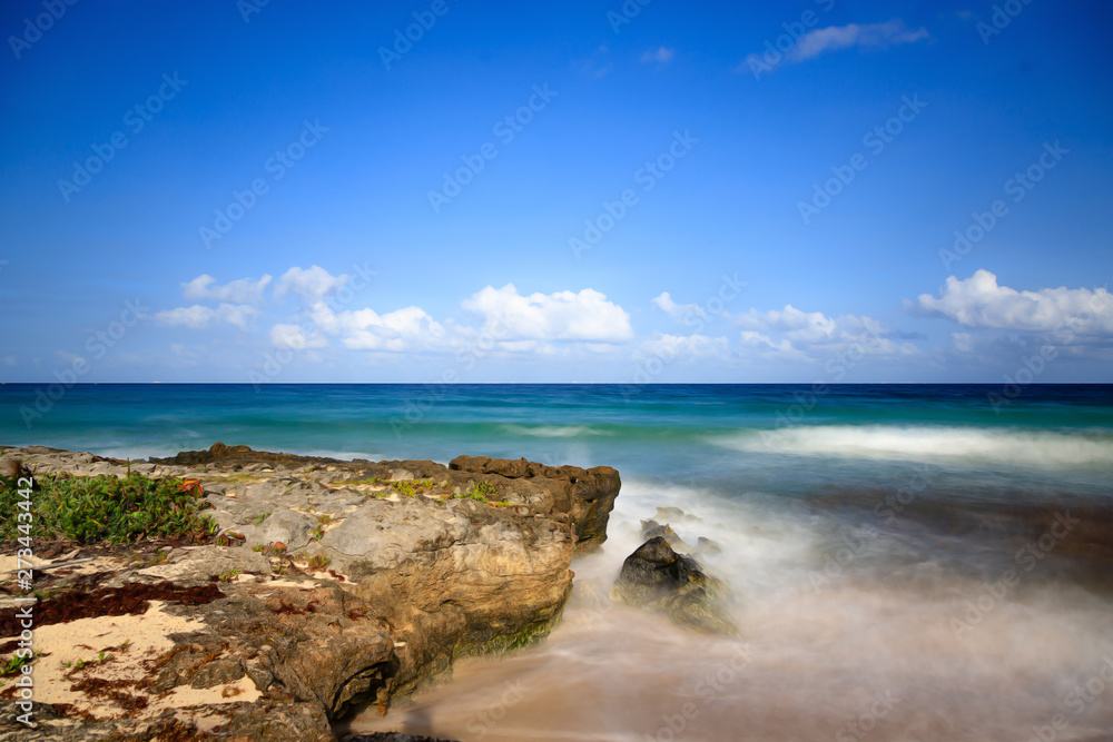 A colorful long exposure of the waves in Mexico A colorful long exposure of the waves in Mexico