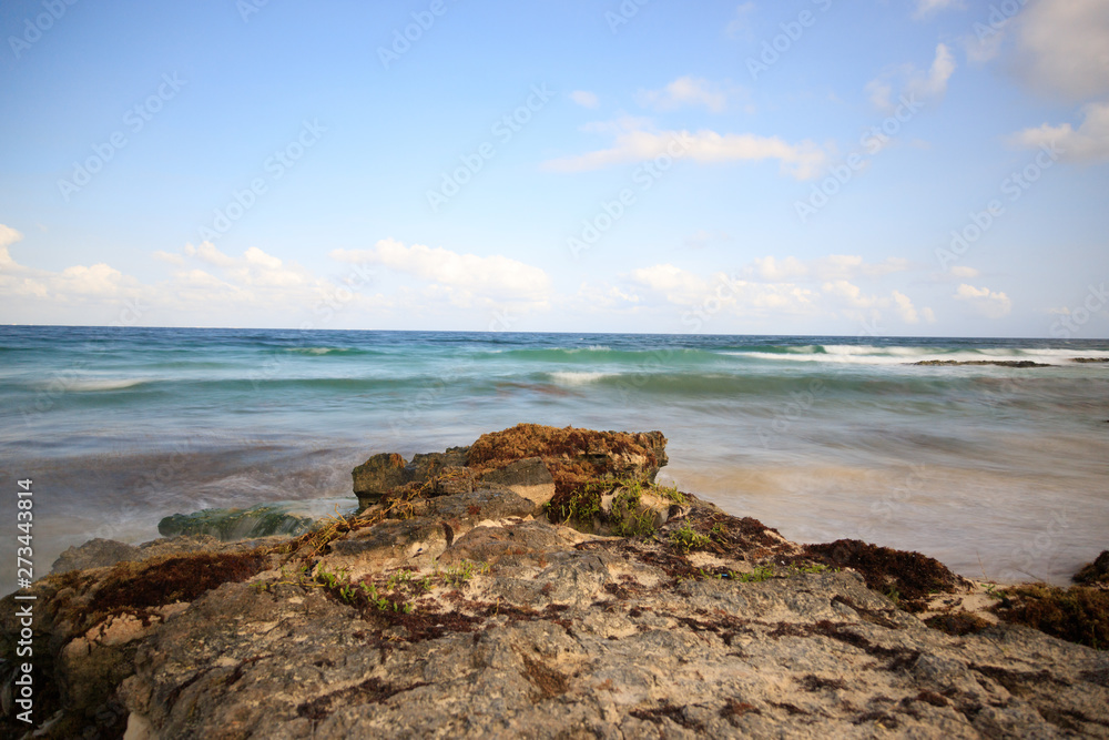 A colorful long exposure of the waves in Mexico A colorful long exposure of the waves in Mexico