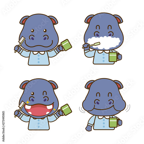歯磨きをする子供のカバ