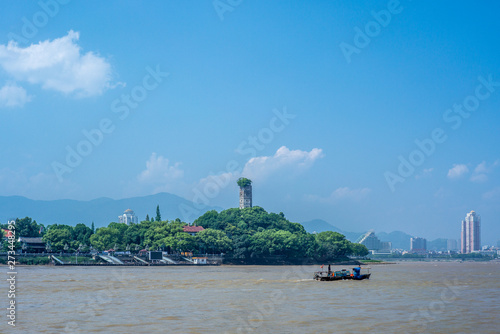 View of the East Pagoda on the Jiangxin island in Wenzhou in China - 3 photo