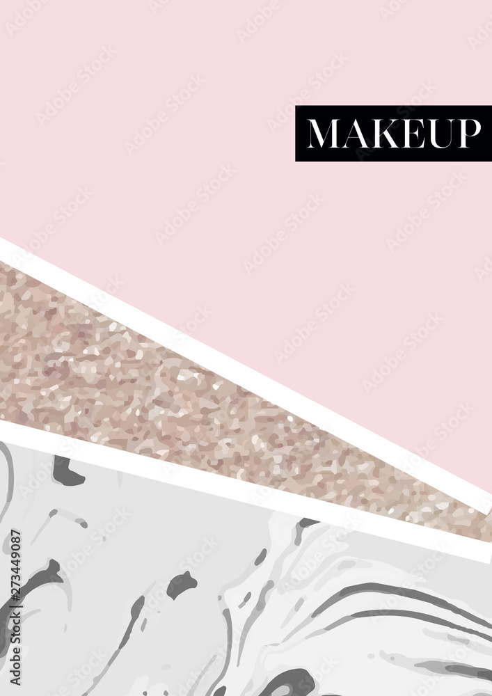Makeup poster card. Vector marble with