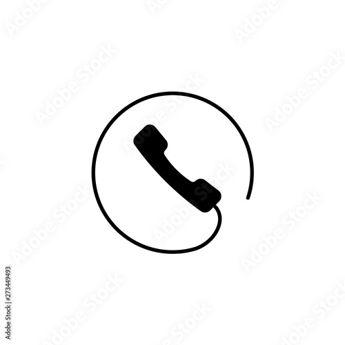 Telephone handset surrounded by a telephone cord - icon