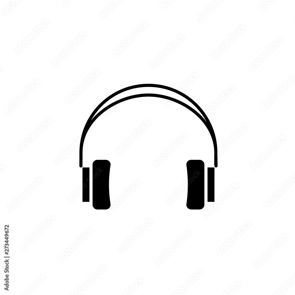 Vector headphones icon. Black symbol silhouette isolated on modern gradient background Vector headphones icon. Black symbol silhouette isolated on modern gradient background