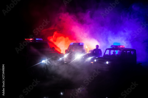 Canvastavla Police cars at night