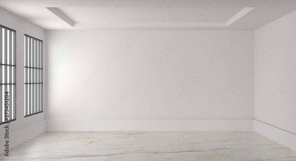 Obraz premium Empty Room Interior White Background. 3d Render Illustration