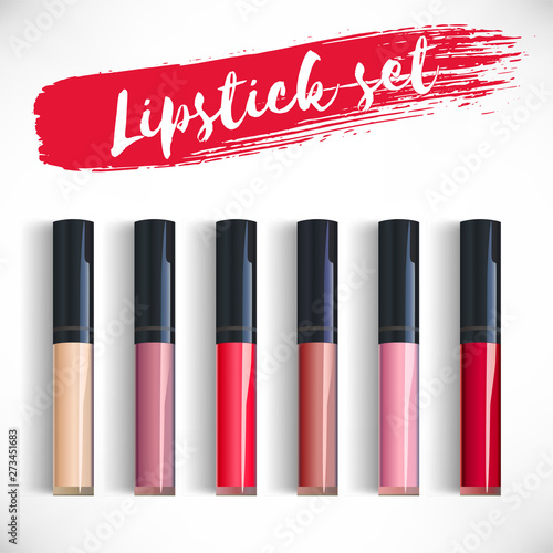 Set of realistic lip gloss