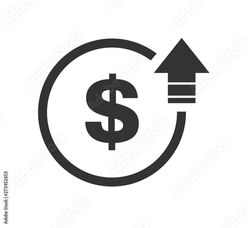 Cost symbol dollar increase icon. Vector symbol image isolated on background .