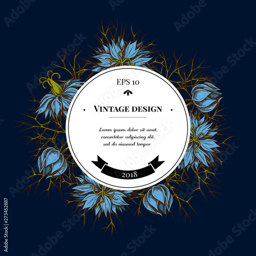 Badge over design with black caraway