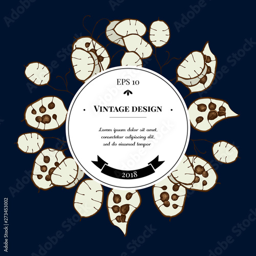 Badge over design with lunaria