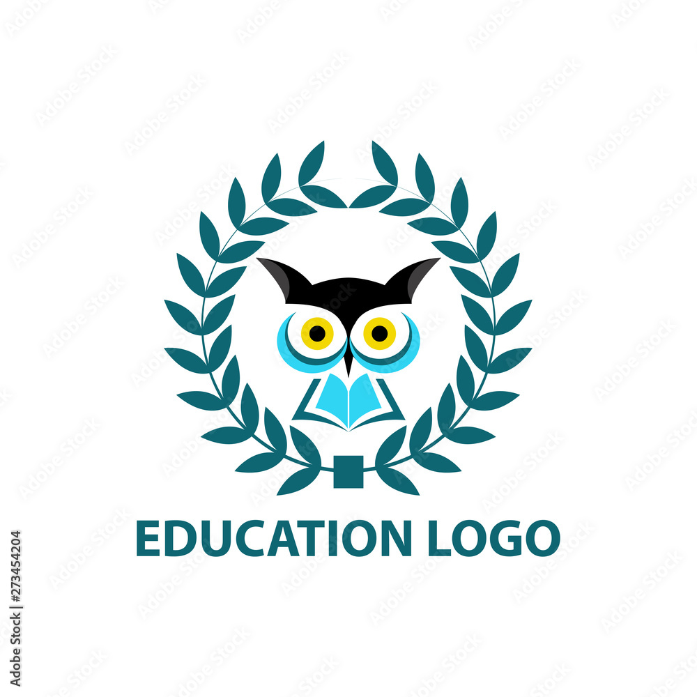 education logo vector design with owl