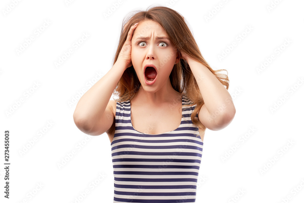 Shocked girl studio portrait. Shocked girl studio portrait.